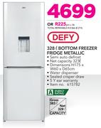 Defy 328Ltr Bottom Freezer Fridge Metallic
