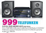 Telefunken 2.0 Channel DVD Micro Hi-Fi TMD-400 B