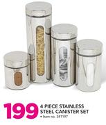 4 Piece Stainless Steel Canister Set