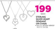 Sterling Silver Heart Pendant On Chain-Each