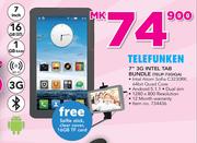 Telefunken 7" 3G Intel Tab Bundle TELIP-73GIQA Free Selfie Stick, Clear Cover, 16GB TF Card