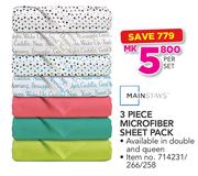 Mainstays 3 Piece Microfiber Sheet Pack-Per Set