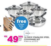 Mainstays 12 Piece Stainless Steel Cookware Set-Per Set Free 6 Piece Knife Set