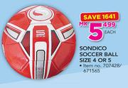 Sondico Soccer Ball Size 4 Or 5-Each
