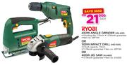 Ryobi 650W Angle Grinder HG-650 Or 500W Imapct Drill HID-500 Or 400W Jig saw HJ-400-Each