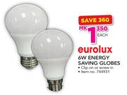 Eurolux 6W Energy Saving Globes-Each