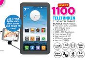 Telefunken 7" 3G Intel Tablet Bundle With Free Selfie Stick,Clear Cover & 16GB TF Card TELIP-73GIQA
