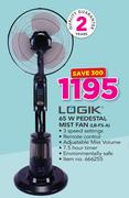 Logik 65W Pedestal Mist Fan LB-FS-A