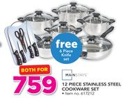 Mainstays 12 Piece Stainless Steel Cookware Set With Free 6 Piece Knife Set