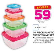 Mainstays 10 Piece Plastic Microwave Set-Per Set