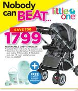 Little One Reversible Grey Stroller With Free 5 Piece Bumper Hamperset