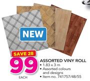 Assorted Vinyl Roll-1.83 x 3m Each