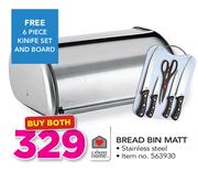 Always Home Bread Bin Matt Free 6 Piece Knife Set & Board
