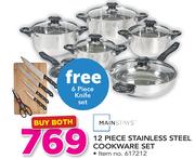 Mainstays 12 Piece Stainless Steel Cookware Set Free 6 Piece Knife Set