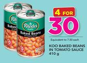 Koo Baked Beans In Tomato Sauce-4 x 410g