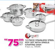 Tissolli 12 Piece Stainless Steel Pot Set With Single Chafing Dish-Per Set