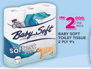 Baby Soft Toilet Tissue 2 Ply-9's Per Pack