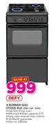 Defy 4 Burner Gas Stove BLK DGS 168 SGG
