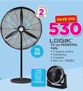 Logik 75cm Pedestal Fan Free Logik 20cm Desk