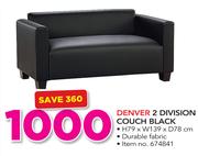 Denver 2 Division Couch Black H79 x W139 x D78cm