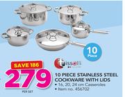 Tissolli 10 Piece Stainless Steel Cookware With Lids-Per Set