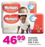 Huggies Dry Com Size 5 Assorted Sizes-56's Each