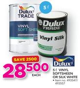 Dulux 5Ltr Vinyl Soft Sheen Or Silk White-Each