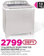 Defy 13kg Metallic Silver Twin Tub Washing Machine DTT165