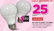 Eurolux 6W LED Classic Globes-Each