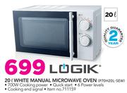 Logik 20Ltr White Manual Microwave Oven P70H20L-SEW