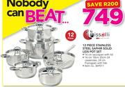 Tissolli 12 Piece Stainless Steel Saphir Solid Lids Pot Set