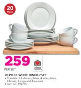 Always Home 20 Piece White Dinner Set-Per Set