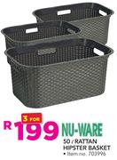 Nu-Ware Rattan Hipster Basket-3x50Ltr