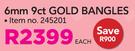 6mm 9ct Gold Bangle-Each