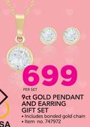 JCSA 9Ct Gold Pendant And Earring Gift Set-Per Set