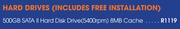 500GB Sata II Hard Disk Drive(5400RPM) 8MB Cache Including Free Installation