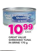 Great value Shreded Tuna In Brine-170g