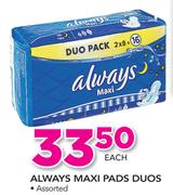 Always Maxi Pads Duos Assorted