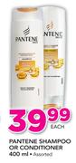 Pantene Shampoo Or Conditioner Assorted-400ml Each