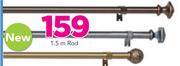 Decorland 25mm Steel, Curtain Rods Dark Copper, Granite And Chestnut Finials