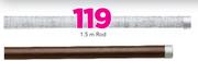 Decorland 40mm Contemporary Curtain Track Clip-On Wood Rods Rustic White & Walnut 2.5m Rod