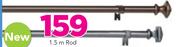 Decorland 25mm Steel, Curtain Rods Dark Copper, Granite And Chestnut 1.5m Rod