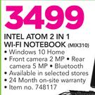 Lenovo Intel Atom 2 In 1 Wi-Fi Notebook MIX310