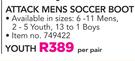 Olympic Attack Youth Soccer Boot-Per Pair