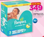 Pampers Active Baby Mega Box(Junior 111's/Maxi Plus 120's/Maxi 132's Or Midi 150's Pack)-Per Pack