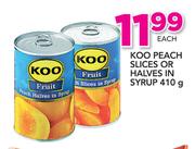 Koo Peach Slices Or Halves In Syrup-410g Each