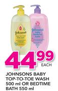 Johnsons Baby Top To Toe Wash-500ml Or Bedtime Bath-550ml Each
