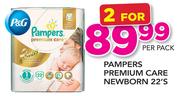 Pampers Premium Care Newborn-2 x 22's Per Pack