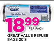 Great Value Refuse Bags-20's Per Pack