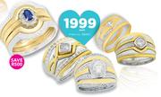 9ct Gold And Sterling Silver Rings With Cubic Zirconia-Each